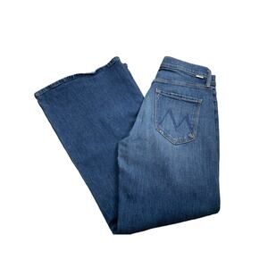 MOTHER Womens The Tomcat Roller Wash Where Is My Mind Flare Wide Jeans Blue 28